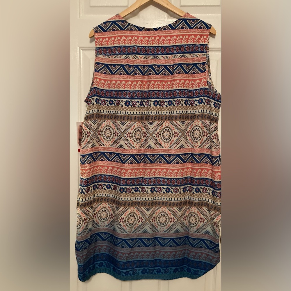 Sleeveless Boho Beach Dress New Stripe & Geometric Print Dress - Picture 13 of 16